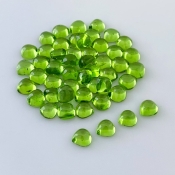 48.80 Carat Peridot 6mm Smooth Heart Shape AAA Grade Cabochons Parcel - Total 50 Pcs.