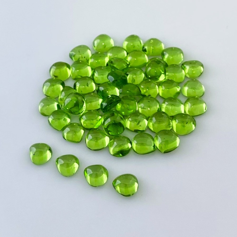 48.80 Carat Peridot 6mm Smooth Heart Shape AAA Grade Cabochons Parcel - Total 50 Pcs.