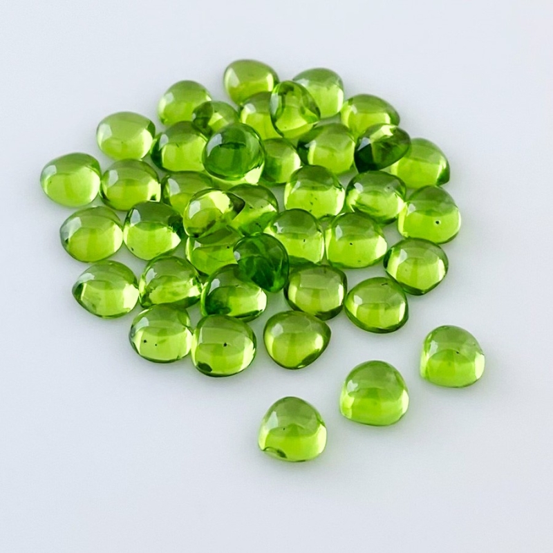 37.20 Carat Peridot 6mm Smooth Heart Shape AAA Grade Cabochons Parcel - Total 40 Pcs.