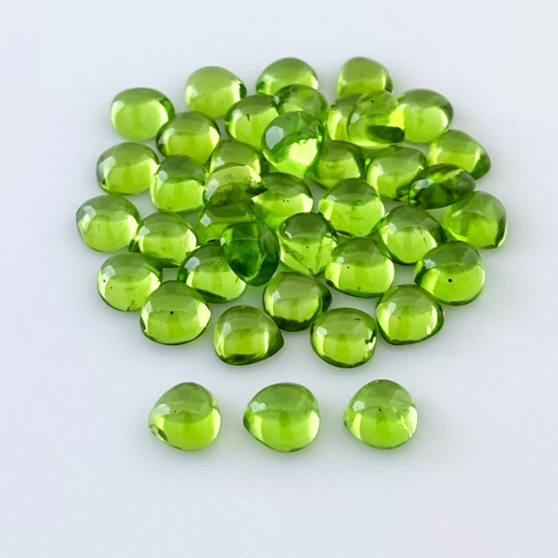 37.20 Carat Peridot 6mm Smooth Heart Shape AAA Grade Cabochons Parcel - Total 40 Pcs.