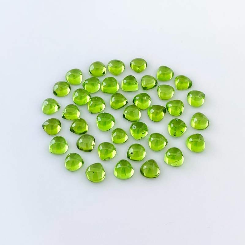 37.20 Carat Peridot 6mm Smooth Heart Shape AAA Grade Cabochons Parcel - Total 40 Pcs.