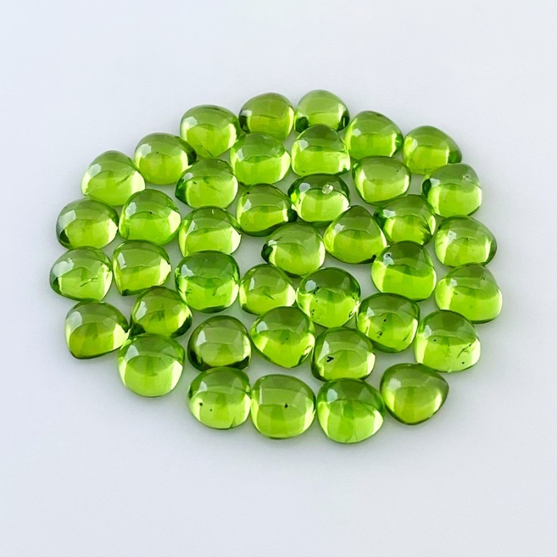 37.20 Carat Peridot 6mm Smooth Heart Shape AAA Grade Cabochons Parcel - Total 40 Pcs.