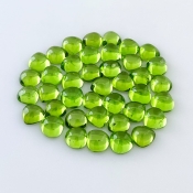 37.20 Carat Peridot 6mm Smooth Heart Shape AAA Grade Cabochons Parcel - Total 40 Pcs.