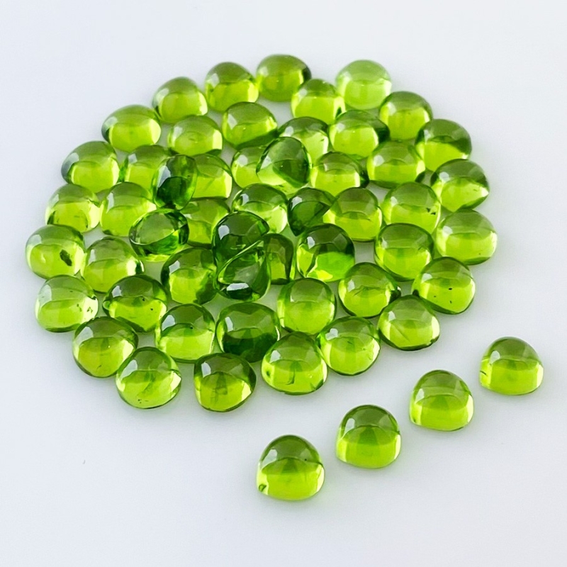 58.10 Carat Peridot 6mm Smooth Heart Shape AAA Grade Cabochons Parcel - Total 55 Pcs.