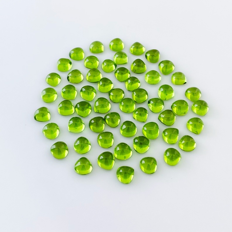 58.10 Carat Peridot 6mm Smooth Heart Shape AAA Grade Cabochons Parcel - Total 55 Pcs.