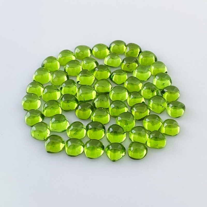 58.10 Carat Peridot 6mm Smooth Heart Shape AAA Grade Cabochons Parcel - Total 55 Pcs.