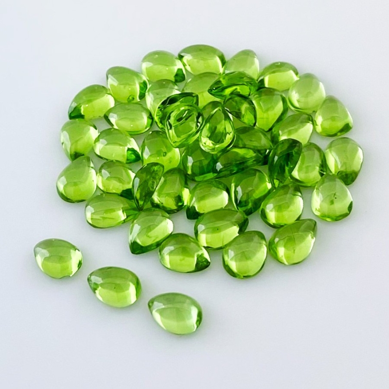 38.60 Carat Peridot 7x5mm Smooth Pear Shape AAA Grade Cabochons Parcel - Total 45 Pcs.