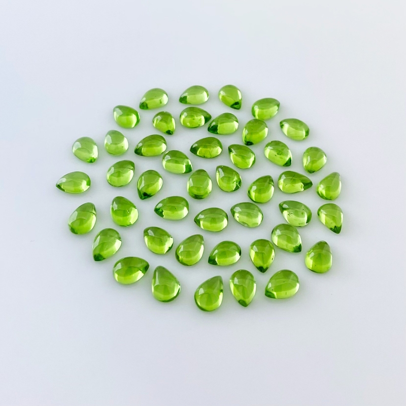 38.60 Carat Peridot 7x5mm Smooth Pear Shape AAA Grade Cabochons Parcel - Total 45 Pcs.