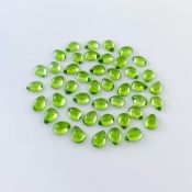 38.60 Carat Peridot 7x5mm Smooth Pear Shape AAA Grade Cabochons Parcel - Total 45 Pcs.
