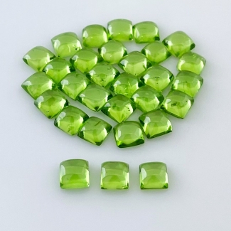 32.05 Carat Peridot 5mm Smooth Square Cushion Shape AAA Grade Cabochons Parcel - Total 45 Pcs.
