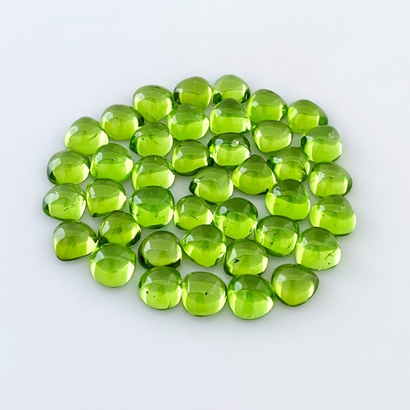 36.85 Carat Peridot 6mm Smooth Heart Shape AAA Grade Cabochons Parcel - Total 40 Pcs.