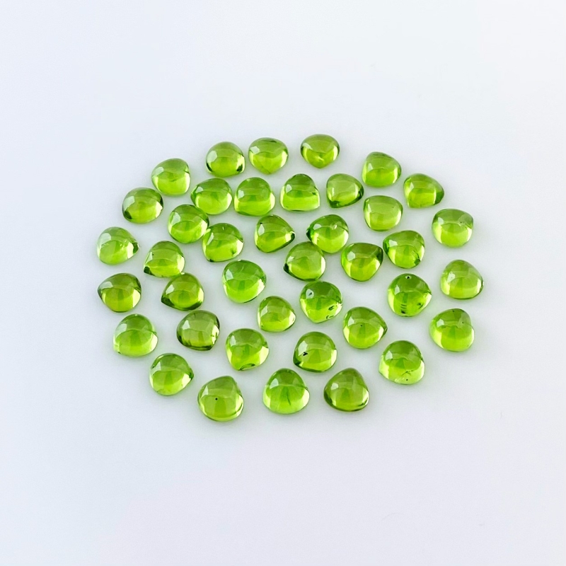 36.85 Carat Peridot 6mm Smooth Heart Shape AAA Grade Cabochons Parcel - Total 40 Pcs.