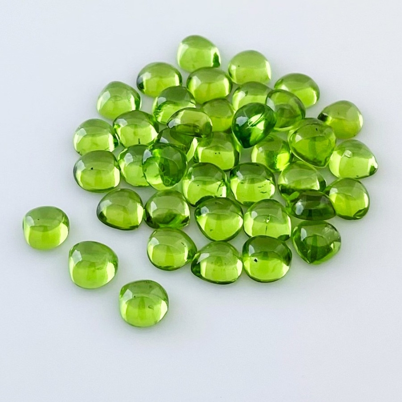 36.85 Carat Peridot 6mm Smooth Heart Shape AAA Grade Cabochons Parcel - Total 40 Pcs.
