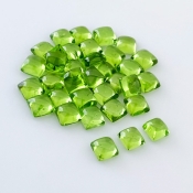 30.15 Carat Peridot 5mm Smooth Square Shape AAA Grade Cabochons Parcel - Total 34 Pcs.