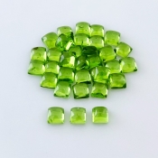 30.15 Carat Peridot 5mm Smooth Square Shape AAA Grade Cabochons Parcel - Total 34 Pcs.