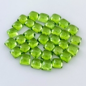 30.15 Carat Peridot 5mm Smooth Square Shape AAA Grade Cabochons Parcel - Total 34 Pcs.