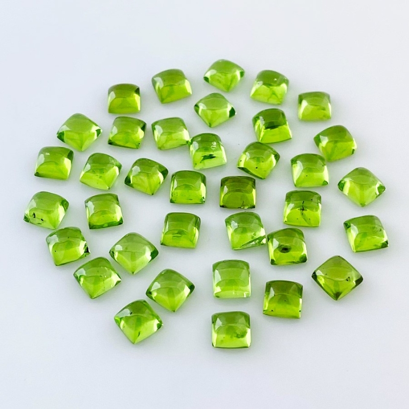 33.95 Carat Peridot 5mm Smooth Square Shape AAA Grade Cabochons Parcel - Total 36 Pcs.