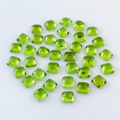 33.95 Carat Peridot 5mm Smooth Square Shape AAA Grade Cabochons Parcel - Total 36 Pcs.