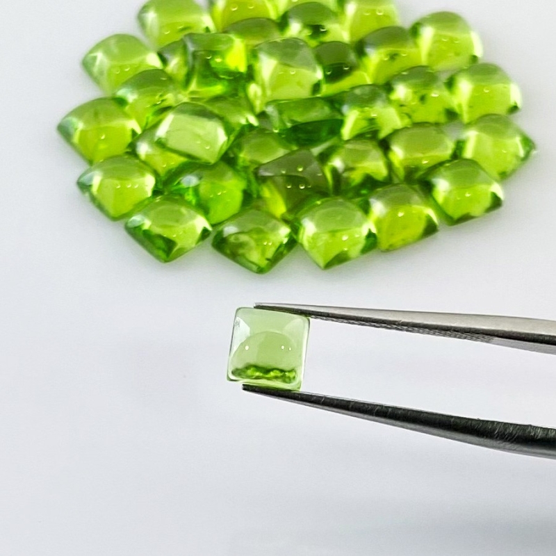 33.95 Carat Peridot 5mm Smooth Square Shape AAA Grade Cabochons Parcel - Total 36 Pcs.