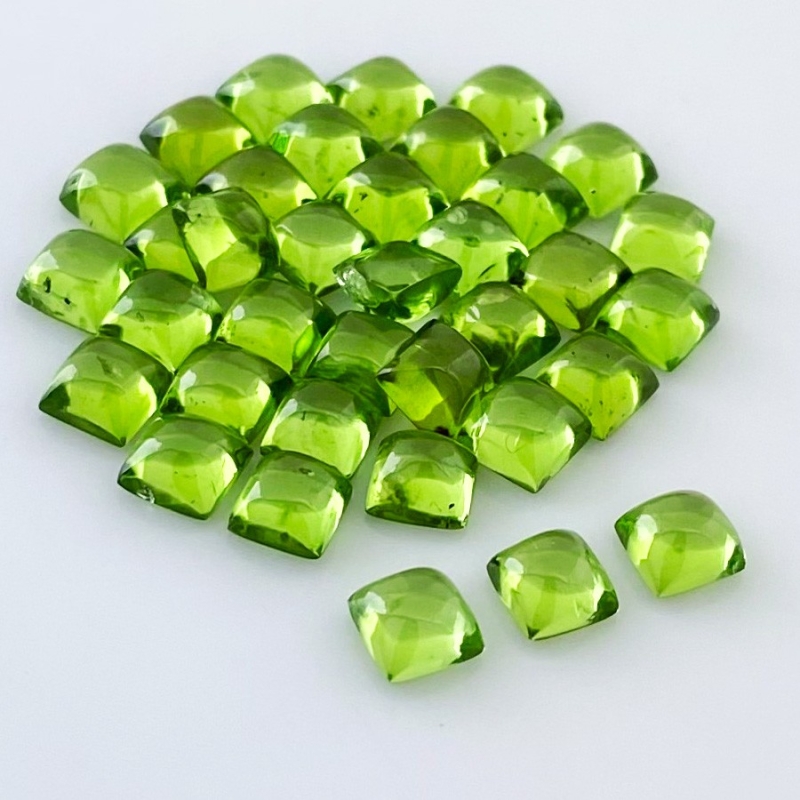 33.95 Carat Peridot 5mm Smooth Square Shape AAA Grade Cabochons Parcel - Total 36 Pcs.