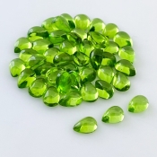 43.70 Carat Peridot 7x5mm Smooth Pear Shape AAA Grade Cabochons Parcel - Total 45 Pcs.