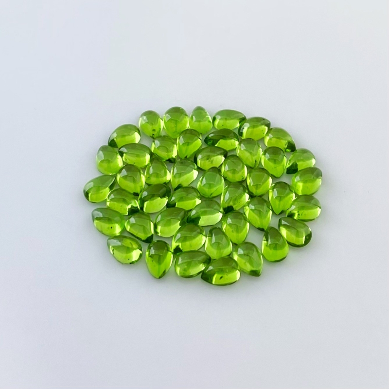 43.70 Carat Peridot 7x5mm Smooth Pear Shape AAA Grade Cabochons Parcel - Total 45 Pcs.