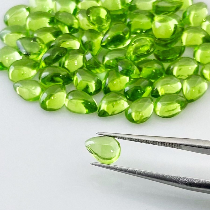 53.25 Carat Peridot 7x5mm Smooth Pear Shape AAA Grade Cabochons Parcel - Total 60 Pcs.
