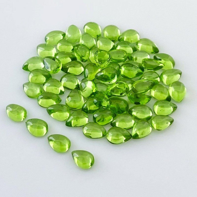 53.25 Carat Peridot 7x5mm Smooth Pear Shape AAA Grade Cabochons Parcel - Total 60 Pcs.