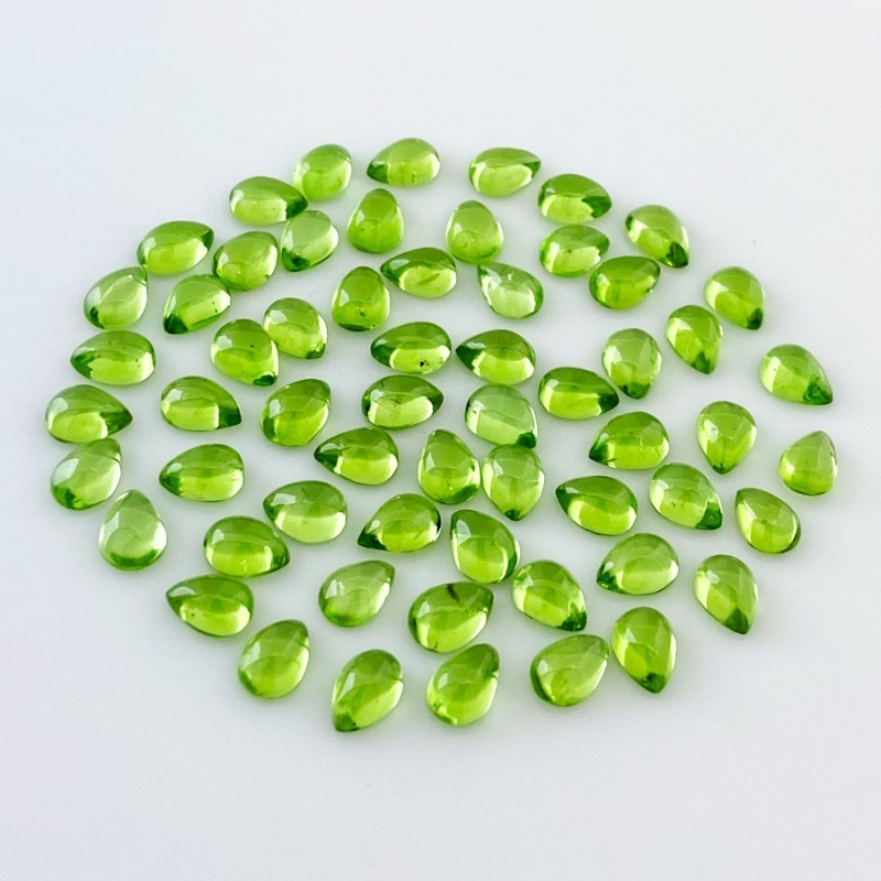 53.25 Carat Peridot 7x5mm Smooth Pear Shape AAA Grade Cabochons Parcel - Total 60 Pcs.
