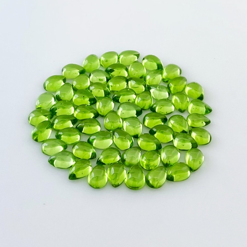 53.25 Carat Peridot 7x5mm Smooth Pear Shape AAA Grade Cabochons Parcel - Total 60 Pcs.