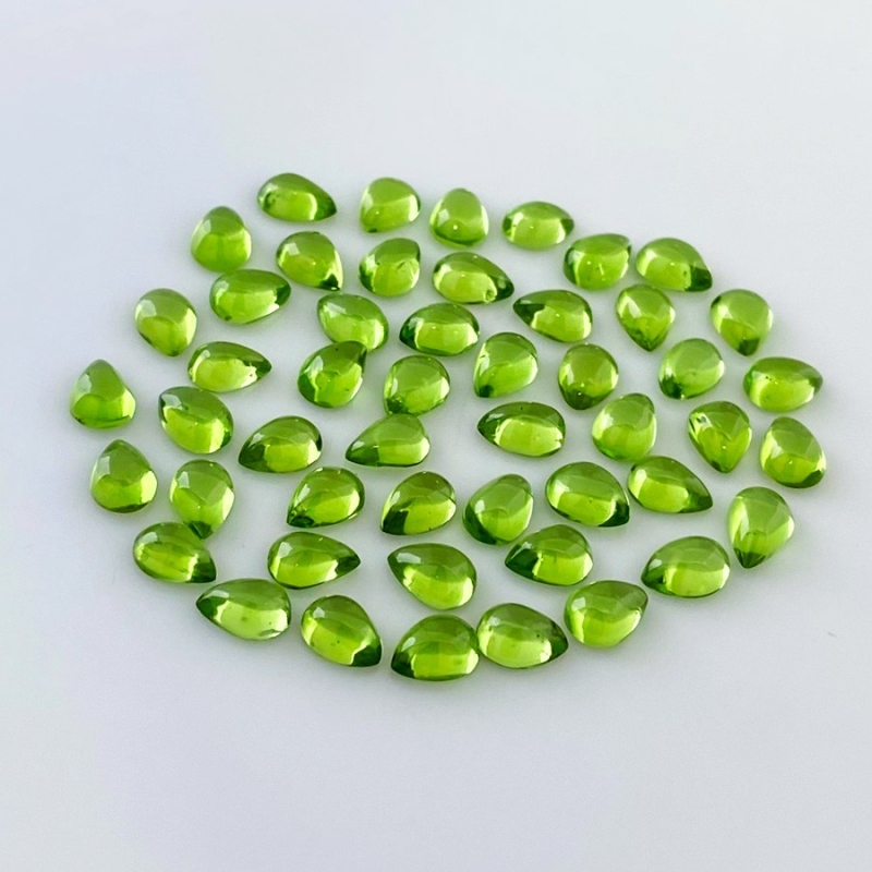 42 Carat Peridot 7x5mm Smooth Pear Shape AAA Grade Cabochons Parcel - Total 50 Pcs.