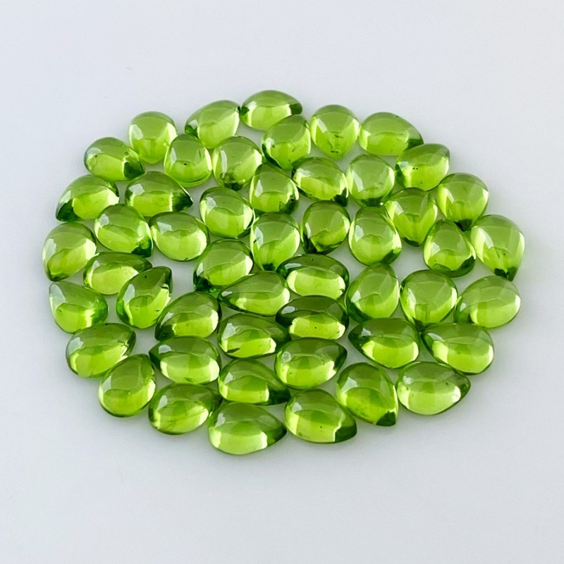 42 Carat Peridot 7x5mm Smooth Pear Shape AAA Grade Cabochons Parcel - Total 50 Pcs.