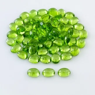 67.70 Carat Peridot 7x5mm Smooth Oval Shape AAA Grade Cabochons Parcel - Total 70 Pcs.