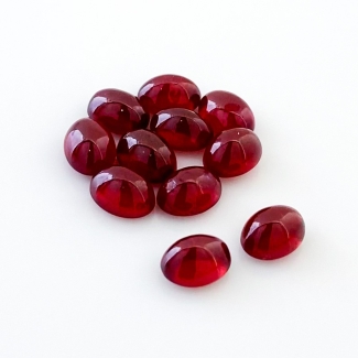 25.60 Cts. Ruby 8x6mm Smooth Oval Shape AA Grade Cabochons Parcel - Total 11 Pcs.