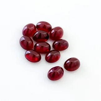 27.35 Cts. Ruby 8x6mm Smooth Oval Shape AA Grade Cabochons Parcel - Total 11 Pcs.