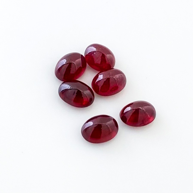 13.45 Cts. Ruby 8x6mm Smooth Oval Shape AA Grade Cabochons Parcel - Total 6 Pcs.