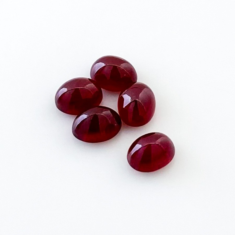 13.30 Cts. Ruby 8x6mm Smooth Oval Shape AA Grade Cabochons Parcel - Total 5 Pcs.