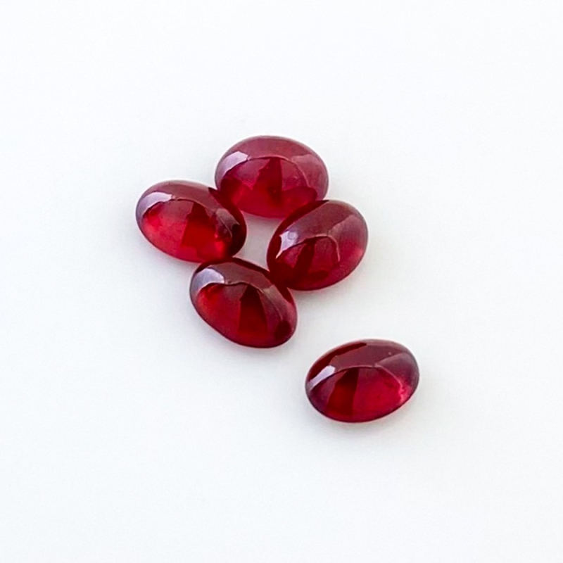 10.65 Cts. Ruby 8x6mm Smooth Oval Shape AA Grade Cabochons Parcel - Total 5 Pcs.