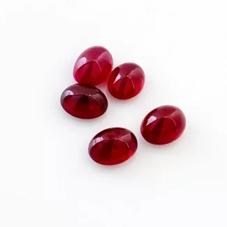 Ruby Smooth Oval Shape AA Grade Cabochon Parcel - 8x6mm - 5 Pc. - 12.35 Cts.