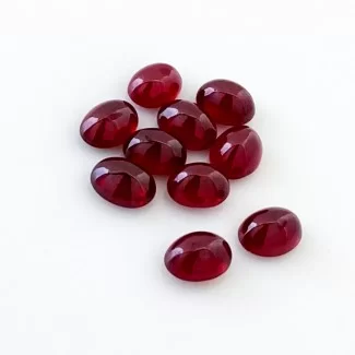 Ruby Smooth Oval Shape AA Grade Cabochon Parcel - 8x6mm - 10 Pc. - 22 Cts.