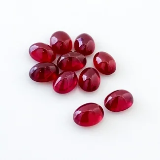 20.50 Cts. Ruby 8x6mm Smooth Oval Shape AA Grade Cabochons Parcel - Total 10 Pcs.