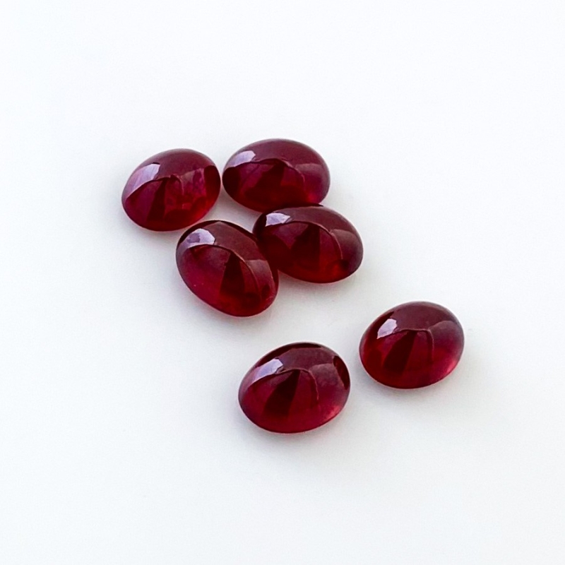 14 Cts. Ruby 8x6mm Smooth Oval Shape AA Grade Cabochons Parcel - Total 6 Pcs.