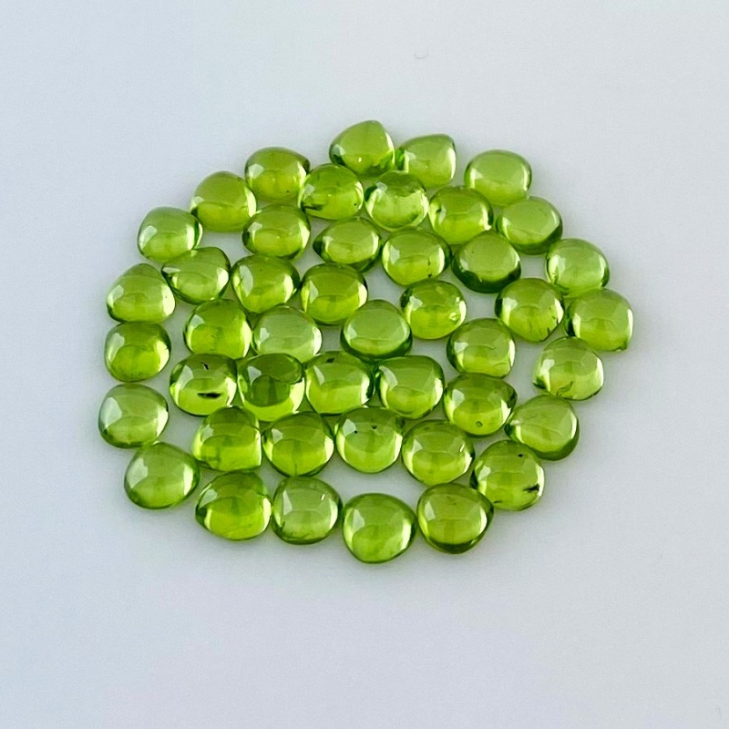 36.80 Carat Peridot 6mm Smooth Heart Shape AAA Grade Cabochons Parcel - Total 45 Pcs.