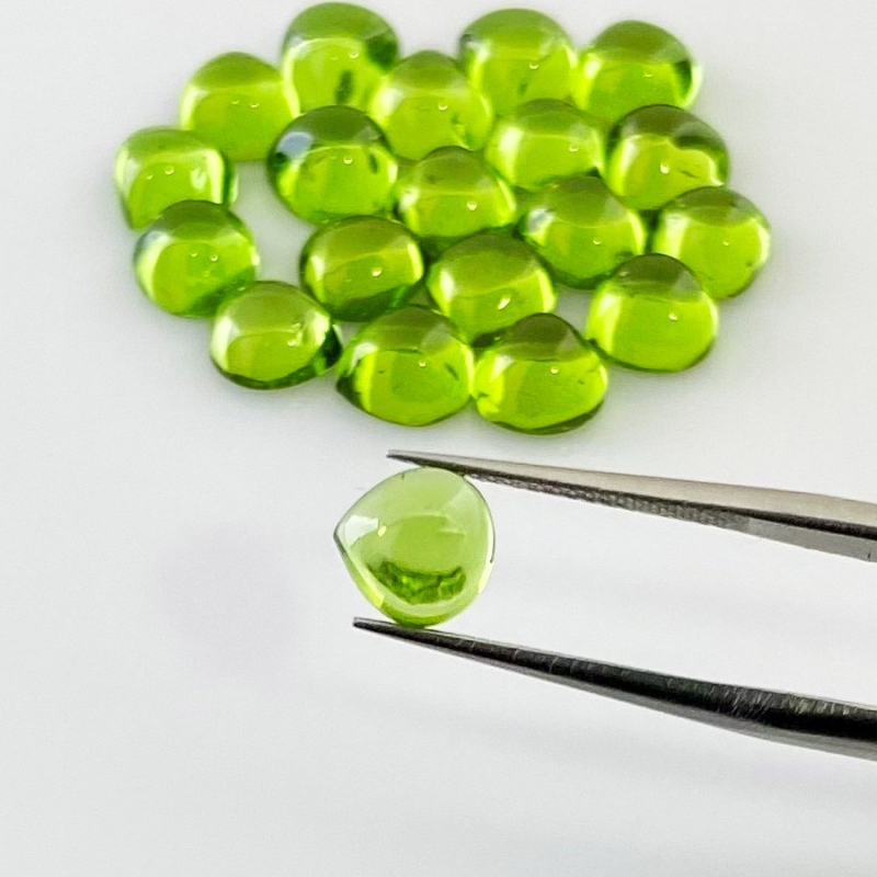 31.40 Carat Peridot 7mm Smooth Heart Shape AAA Grade Cabochons Parcel - Total 20 Pcs.