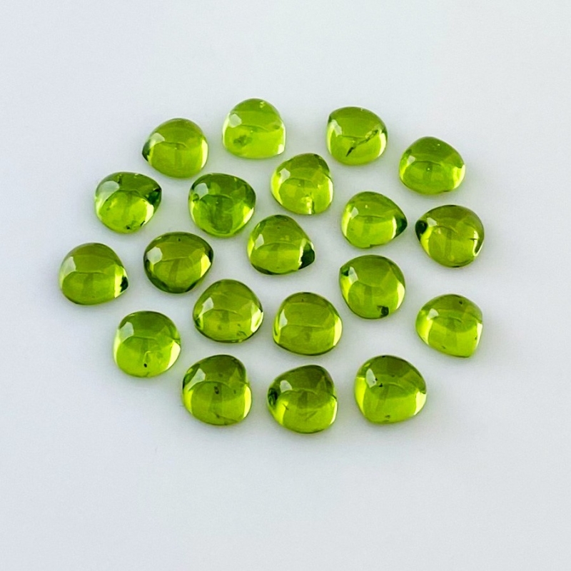 31.40 Carat Peridot 7mm Smooth Heart Shape AAA Grade Cabochons Parcel - Total 20 Pcs.