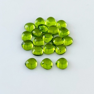 31.40 Carat Peridot 7mm Smooth Heart Shape AAA Grade Cabochons Parcel - Total 20 Pcs.