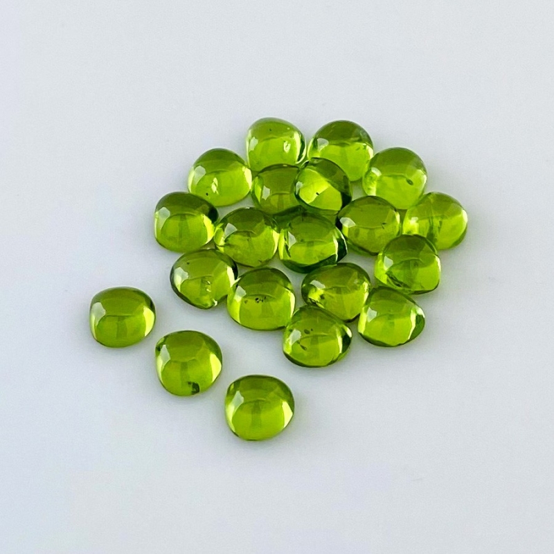 31.40 Carat Peridot 7mm Smooth Heart Shape AAA Grade Cabochons Parcel - Total 20 Pcs.
