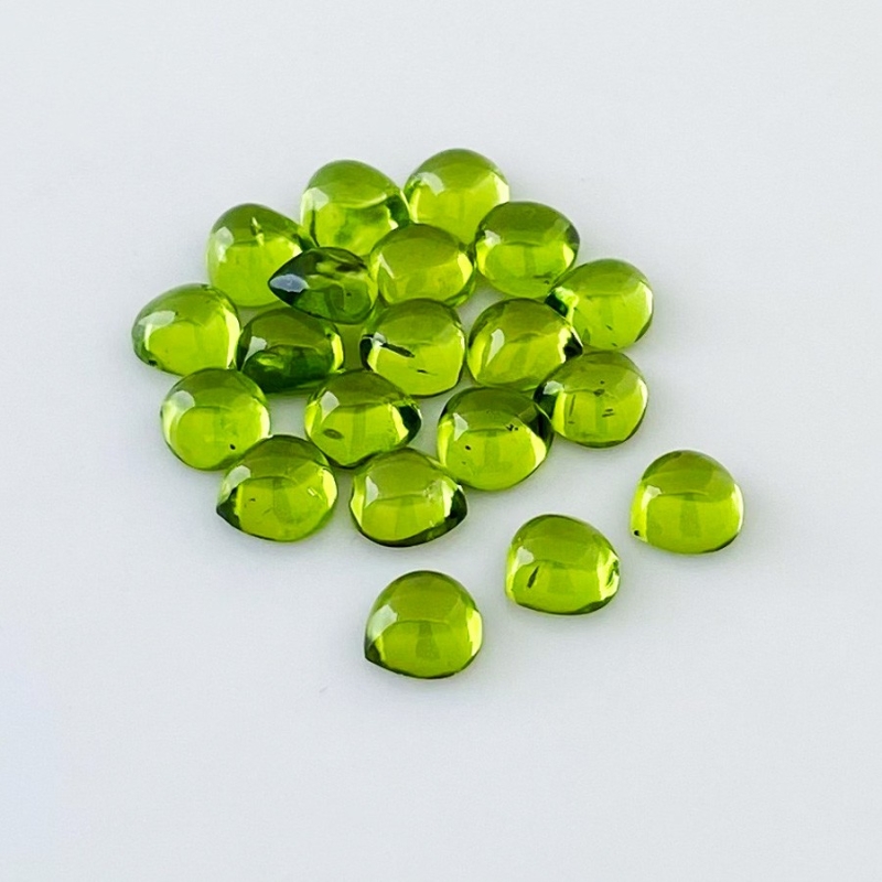 31.40 Carat Peridot 7mm Smooth Heart Shape AAA Grade Cabochons Parcel - Total 20 Pcs.