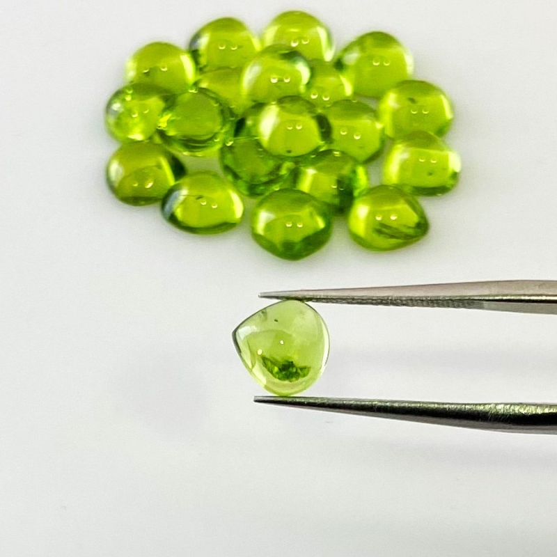 29.80 Carat Peridot 7mm Smooth Heart Shape AAA Grade Cabochons Parcel - Total 21 Pcs.