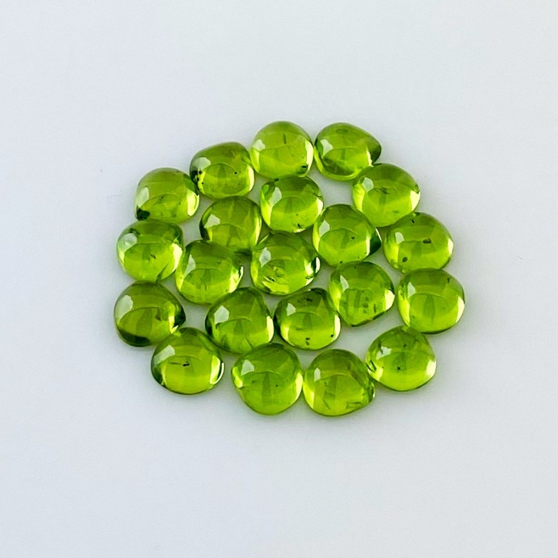 29.80 Carat Peridot 7mm Smooth Heart Shape AAA Grade Cabochons Parcel - Total 21 Pcs.